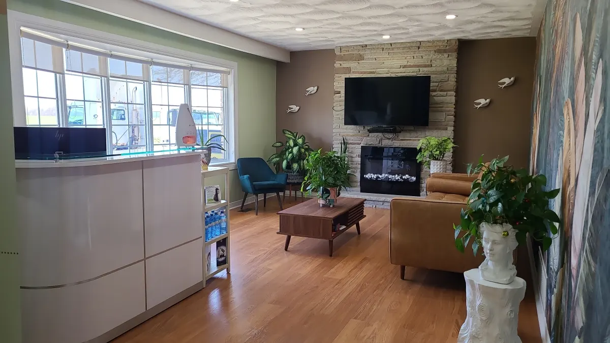Reception area at Healing Touch Spa massage clinic in Caledon